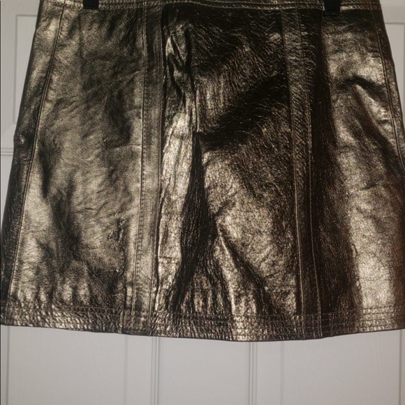 Galliano - Short Leather Metallic color Skirt - Picture 4 of 5